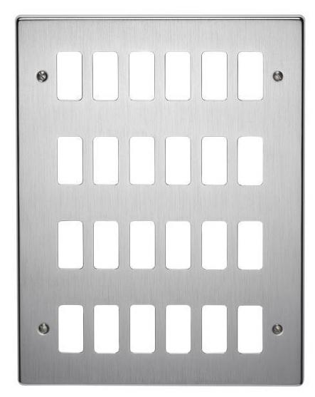 Crabtree 6570/24SC Rockergrid Raised Satin Chrome 18 Gang Flush Grid Cover Plate